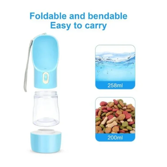 Portable Dog Water Bottle & Food Bowl | Leak-Proof Travel Dog & Cat Dispenser