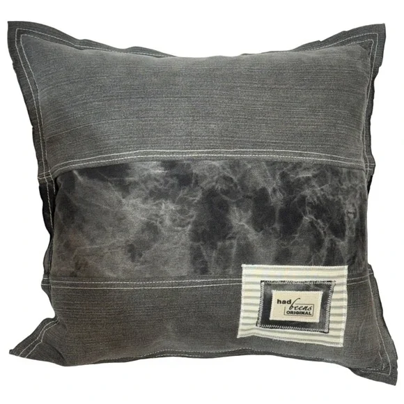 Had‎ Beens Original Throw Pillow 20x20 Upcycled Denim Patchwork Farmhouse Rustic