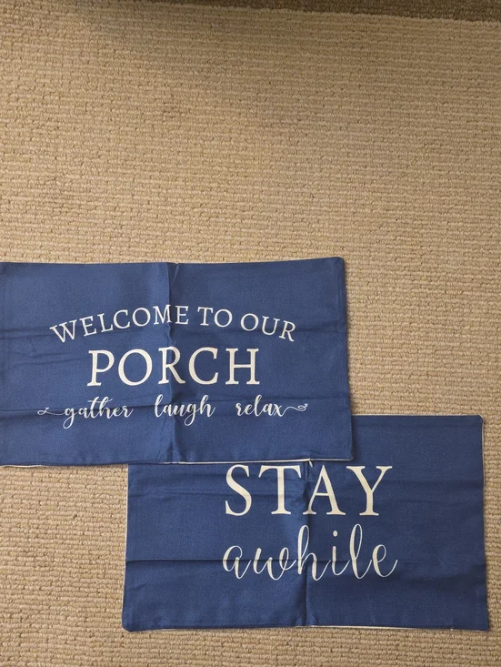 Welcome to Our Porch Navy Decorative Pillow Covers - Set of 2