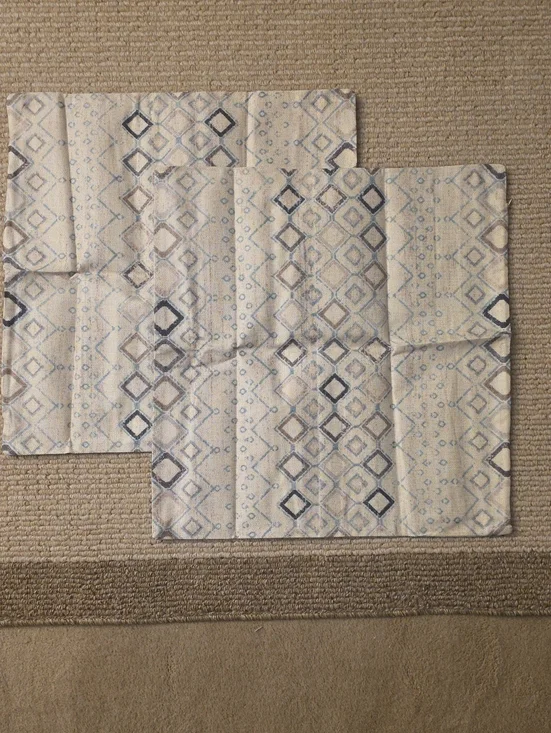 Geometric Pattern Placemat Set - Neutral Blue & Beige