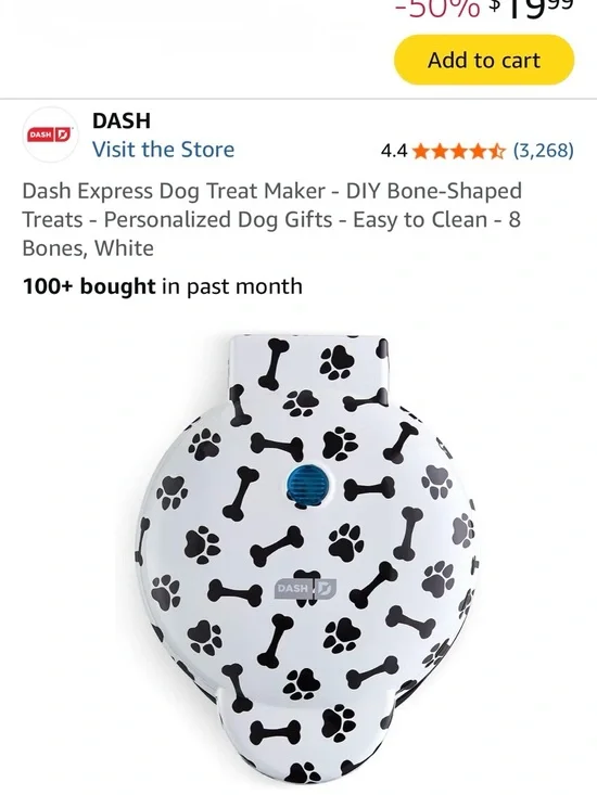 NIB Dash Express Dog Treat Maker PLUS Ash Paw-Print Dog Treat Maker