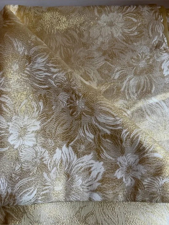 Vintage Gold Metallic Floral Brocade Fabric 2 Yds 20 In Decor Upholstery 48W