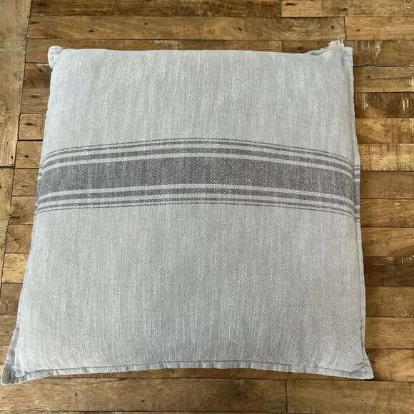 Envogue Campbell Gray Striped Cotton Throw Pillow 20 x 20 in 100% Duck Feathers