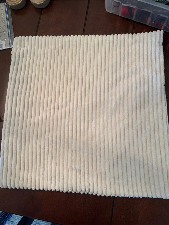 Plush Ribbed Throw Pillow Cover, Ivory