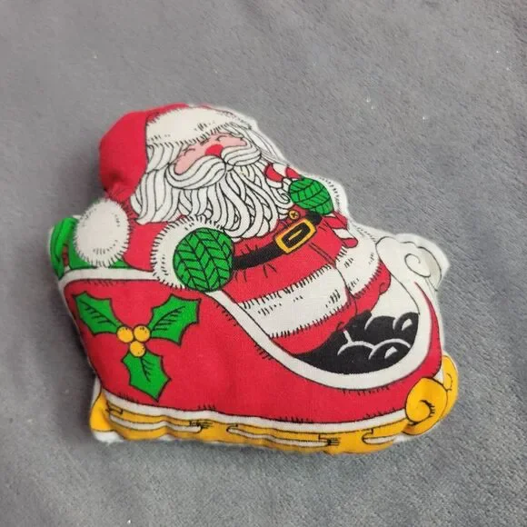 Santa‎ In Sleigh Christmas Pillow/Cushion - Festive Decor - Red/Green