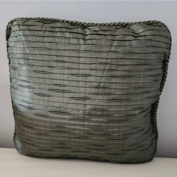 Vintage Throw Pillow 17x17 1960's Mid Century Textured Green