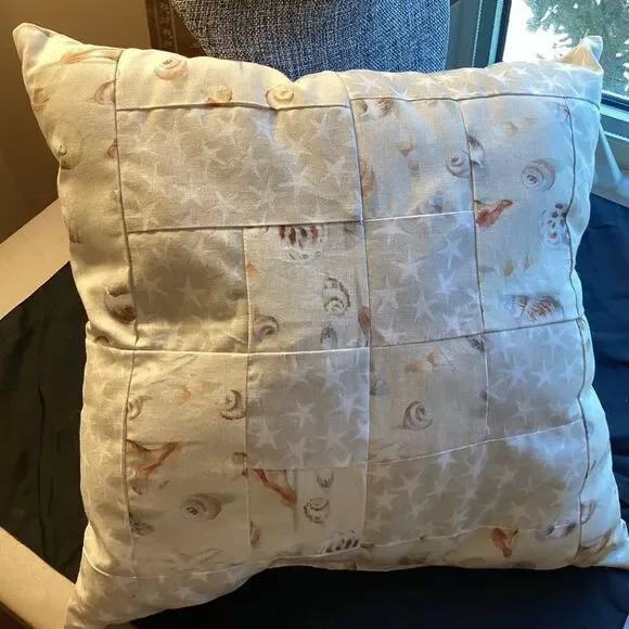 Hand Crafted Seashell Patterned Throw Pillow NWT