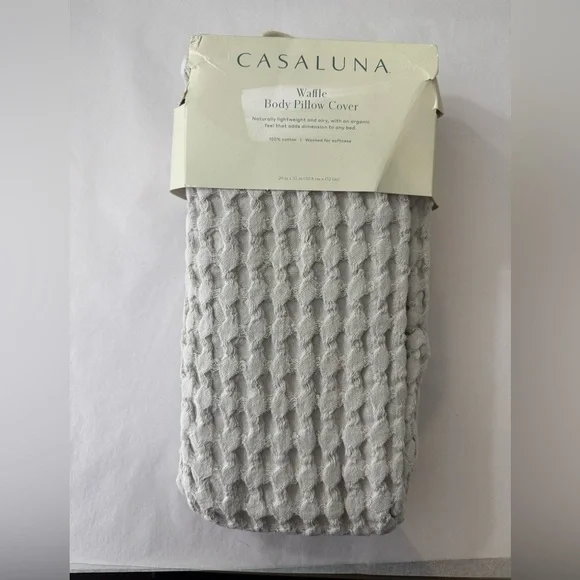 Casaluna Light Gray Waffle Body Pillow‎ Cover New 20 x 52 100% Cotton