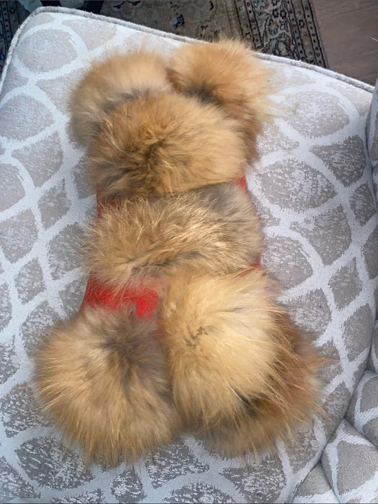 Fur on Red Suede Luxurious Throw Pillow