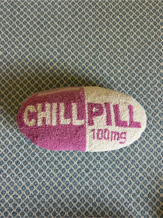 CHILL PILL 100mg Pink and White Accent Pillow