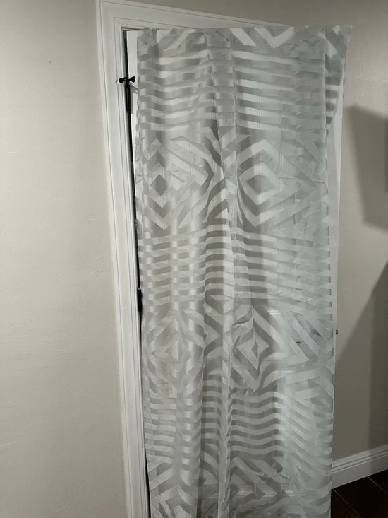 8 panels Grey Sheer Geometric  Curtains 116” X 52”