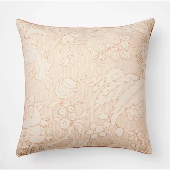 Oversized Square Reverse Embroidered Floral Pillow Orange/Cream - Threshold