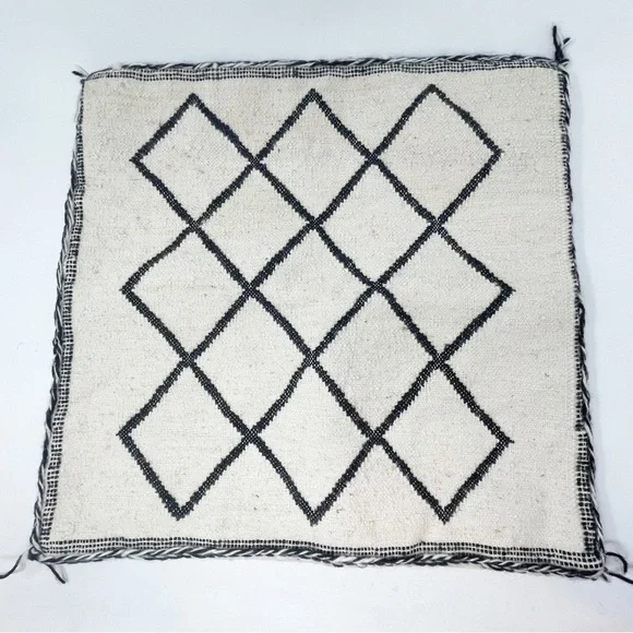 BLOOMINGVILLE Ivory Black Urban Ethnic Linen Blend Woven Pillow Cover 20” X 20”