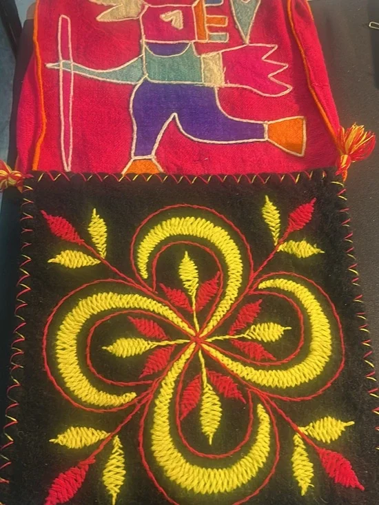 Handcrafted Embroidered South American seat pillow covers