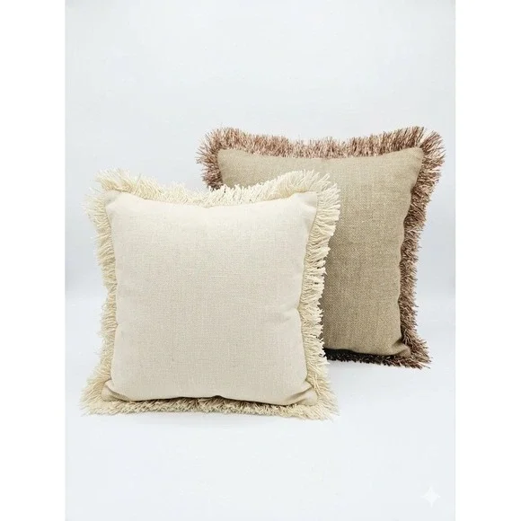 Pier 1 Imports Set of 2 Decorative Throw Pillows Sham‎ Fringed Boho Cushions