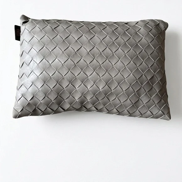 Frye Woven Gray Leather Pillow