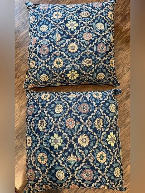 Accent Pillows | Set of 2 Large (24”x24”) throw pillows-tapestry-inspired fabric