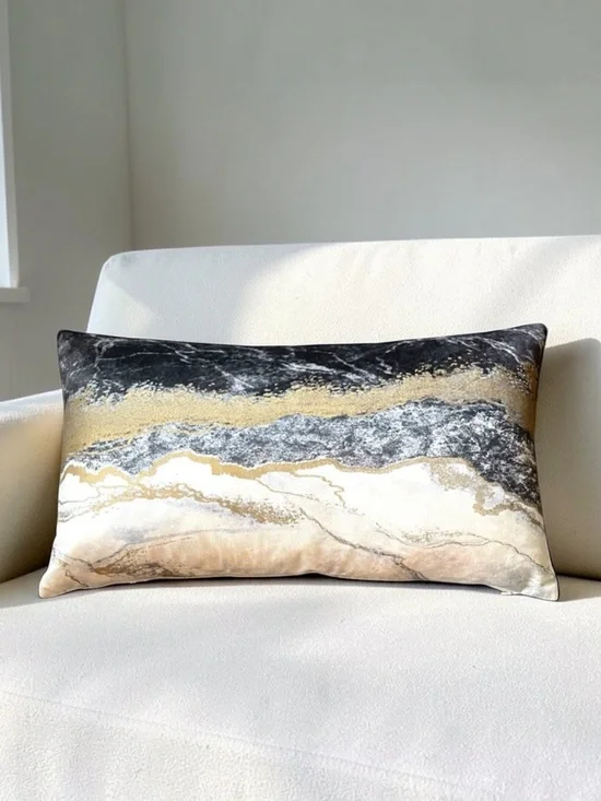 Callisto Home Black Agate Marble Velvet Throw Pillow 24