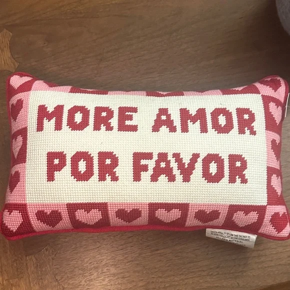 Bouffants & broken hearts Valentine’s needlepoint decor pillow