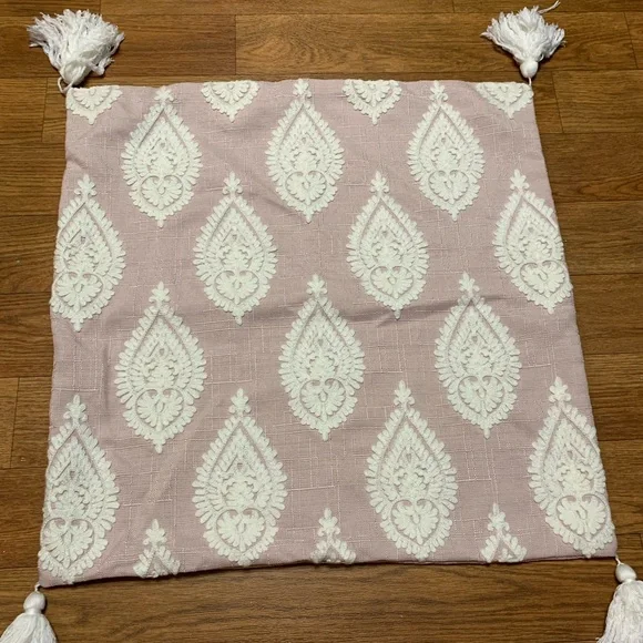 Pillow Cover, Dusty Rose and White  19.5”