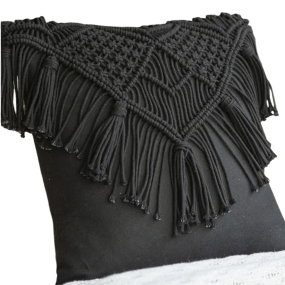Phantoscope 100% Cotton Handmade Crochet Woven Boho‎ with Tassels Pillowcase