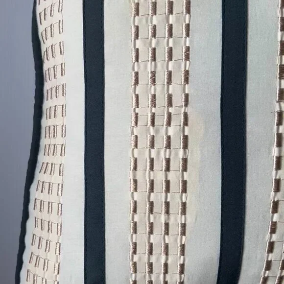 NAVY BEIGE “STITCH” ACCENT PILLOW