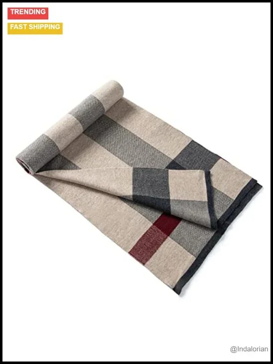 Merino Wool Tartan Plaid Lightweight Winter Scarf with Gift Box