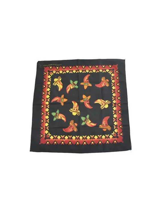 Vintage Happy Peppers Black Red 90s Bandana