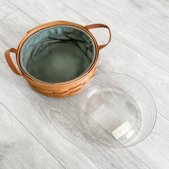 Longaberger Round Darning Basket with Liner and protector
