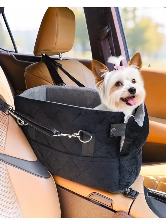 Black Dog Car Booster Seat - Secure Travel Pet Bed