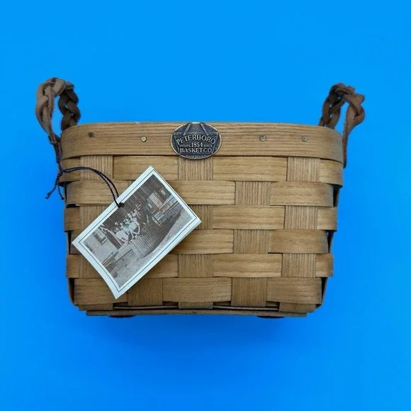 Peterboro Basket Co Medium Basket Braided Leather‎ Handles