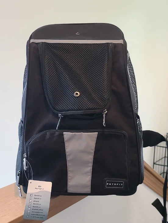 Petsfit Black and Gray Pet Carrier Backpack