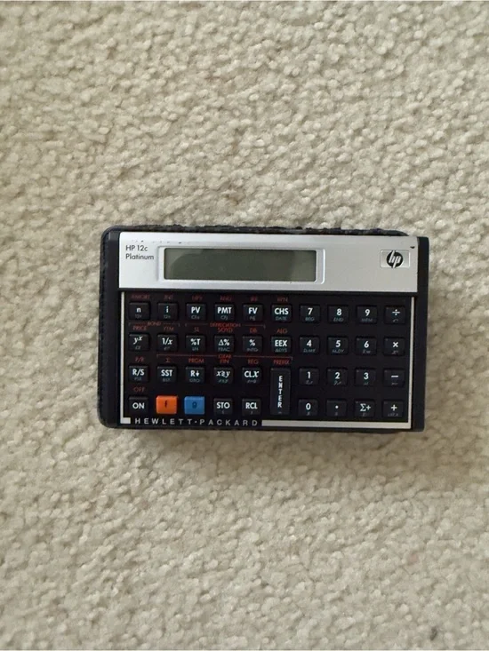 HP 12c FINANCIAL CALCULATOR WITH LEATHER SLEEVE (+ 2 free calculators) 50% OFF