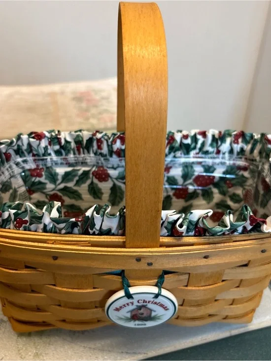Longaberger 1999 Merry Christmas Holly Basket with Liner
