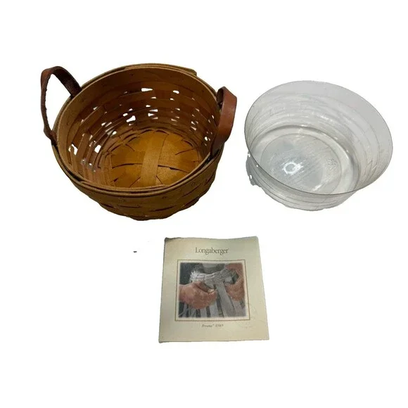 Longaberger 1998 Brownie Basket #10543 w/Plastic Protector & Leather Handles