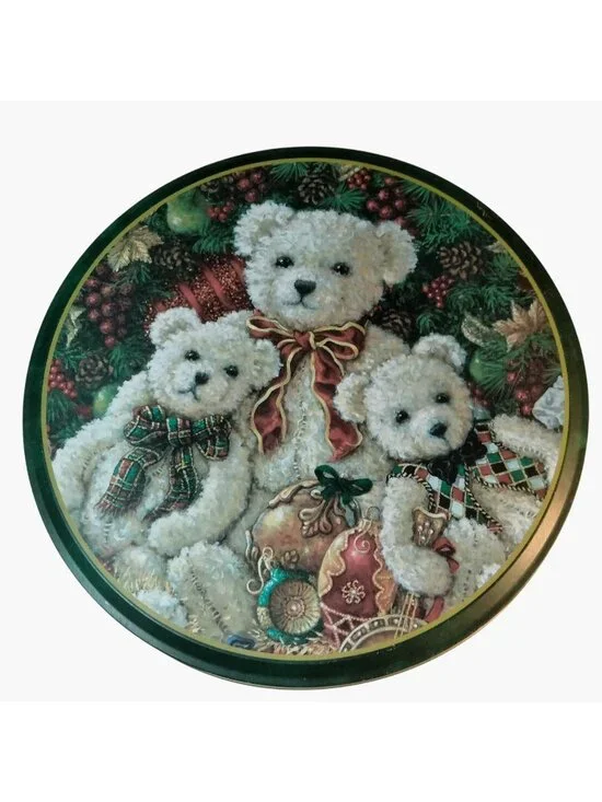 Christmas Teddy Bear Cookie Tin Bear Holiday Brother Sister Design Studio
