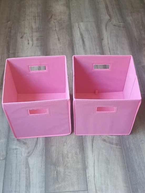 Pink Fabric Storage Bins - Set of 2