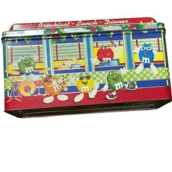 Vintage M&M’s Candy Collectible‎ ‘dinner’ Tin 1996 Christmas Village seri…