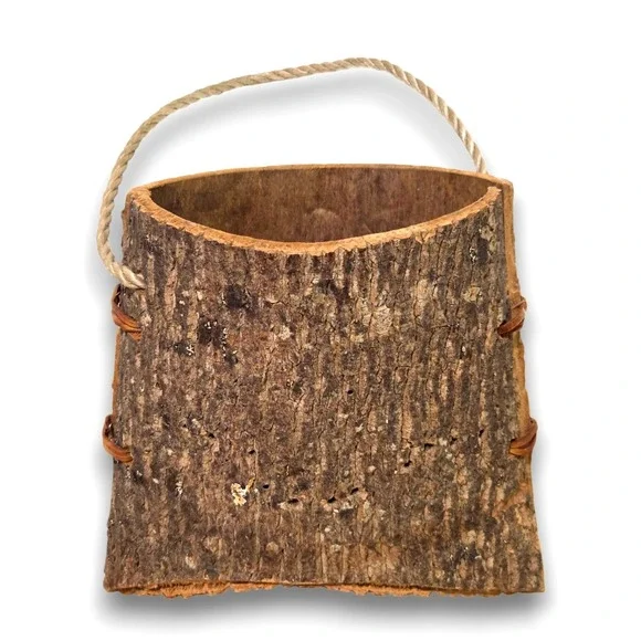 Handmade Bark Berry Basket Wall Hanging Native American Style 9''
