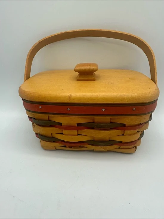 Longaberger 1997 All American Patriot Basket Combo Handle Lid Plastic Liner