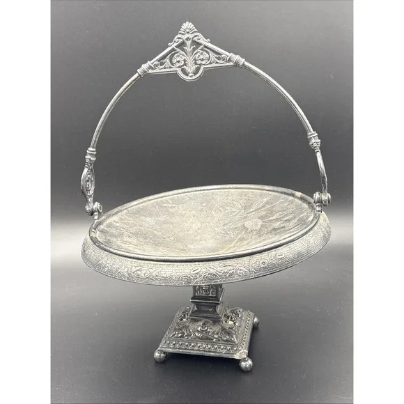 Victorian Meriden Britannia Co Silverplate Bride's Basket Base Pattern 3934