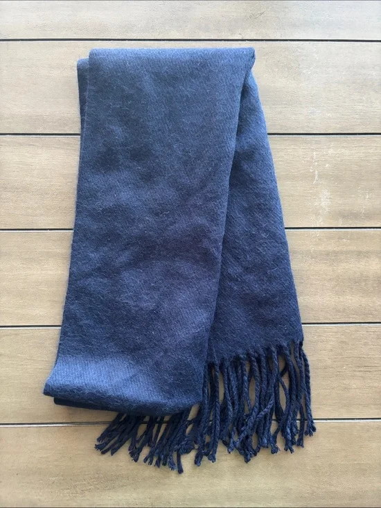 Royal Rossi 100% Cashmere Classic Navy Fringe Scarf