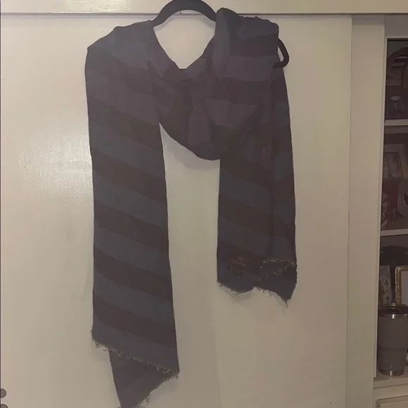 Scotch & Soda made in Italy Men's Striped Scarf - blue & navy preowned