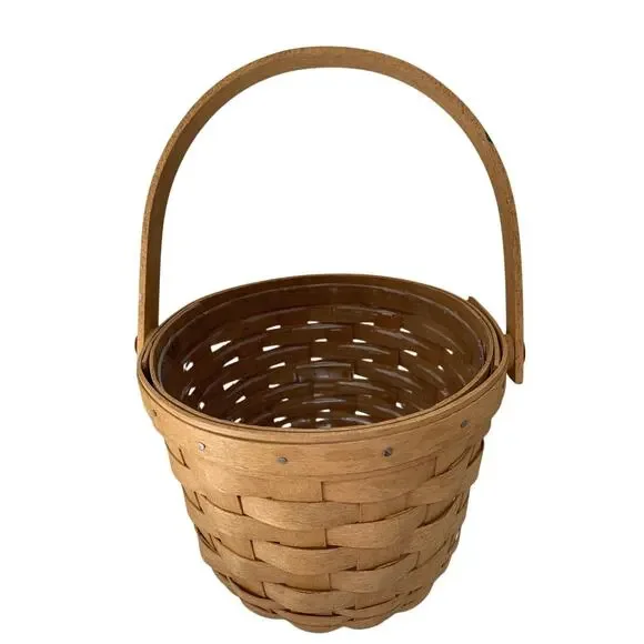 2004 Longaberger Small Fruit Basket With Moveable Handle And Plastic Protector
