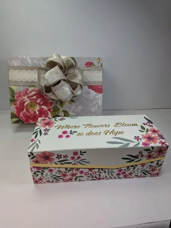 Cottagecore Caroline Alfreds Floral Gift Box Bundle 2pc Magnetic Bow Medium