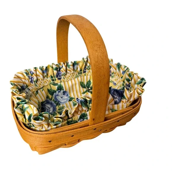 Longaberger 1996 American Cancer Society Basket Floral Liner Handwoven 7x5