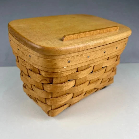 Longaberger Recipe Basket Small Brown Wood Lid Protector 17418 Farmhouse Decor