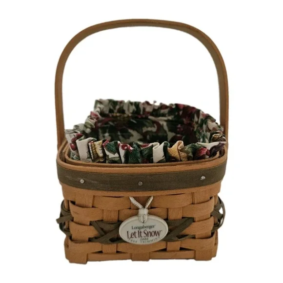 Longaberger Let It Snow Small Basket with Liner/Protector Christmas 2000