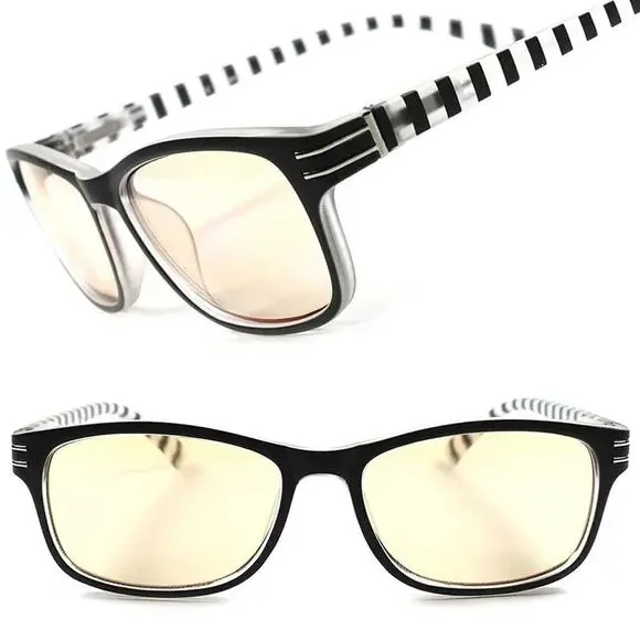 Black Rectangle Yellow Tint Computer Glasses Retro Unisex