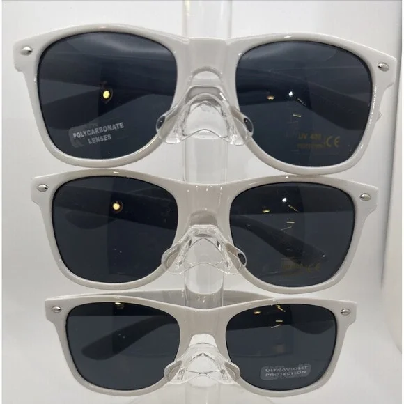 3 X Sunglasses Square White Frame Green Lens  UV Protective WHOLESALE DEAL -NWT